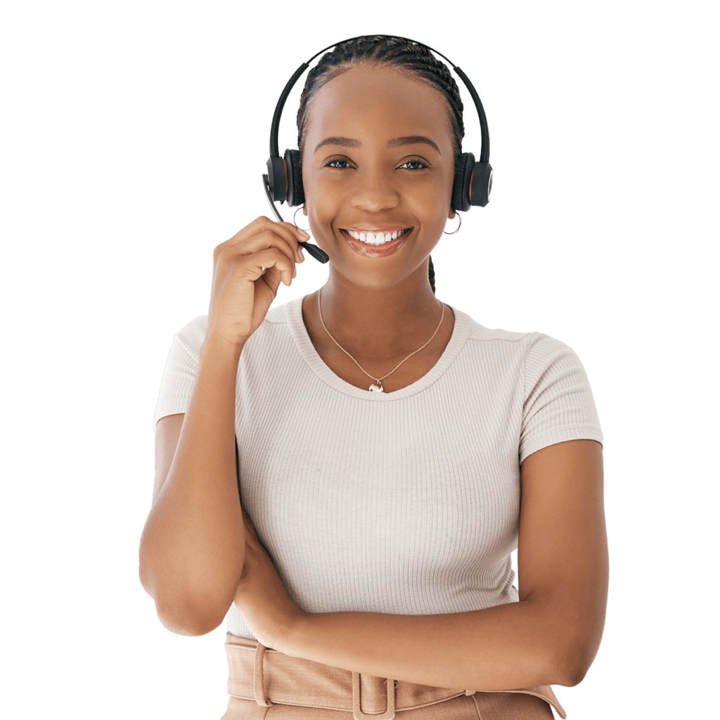 Woman wearing a headset