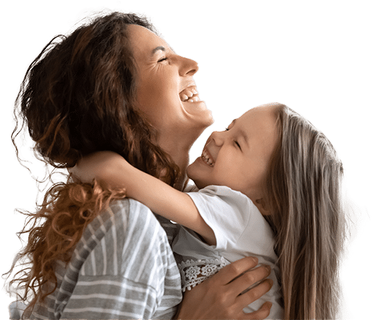 happy woman and daughter